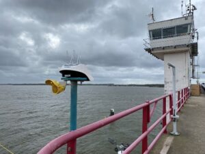 Basetime Locator One device monitoring structural deformation on Haringvliet Bridge during deck replacement in Numansdorp, Netherlands.